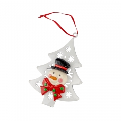 Новогодняя подвеска "Снеговик на белой ёлке" (0517J)