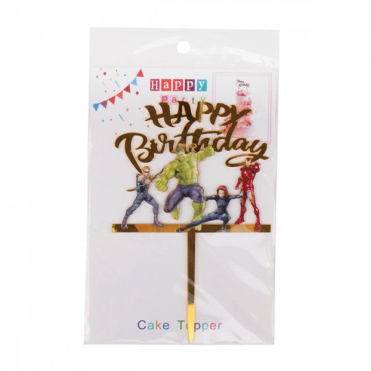 Топер в торт "Happy Birthday" *рандомний вибір дизайну (8820-005)