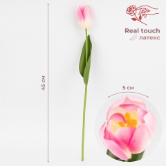 Искусственный тюльпан с эффектом живого прикосновения, кремово-розовый, 45 см (2025-017)
