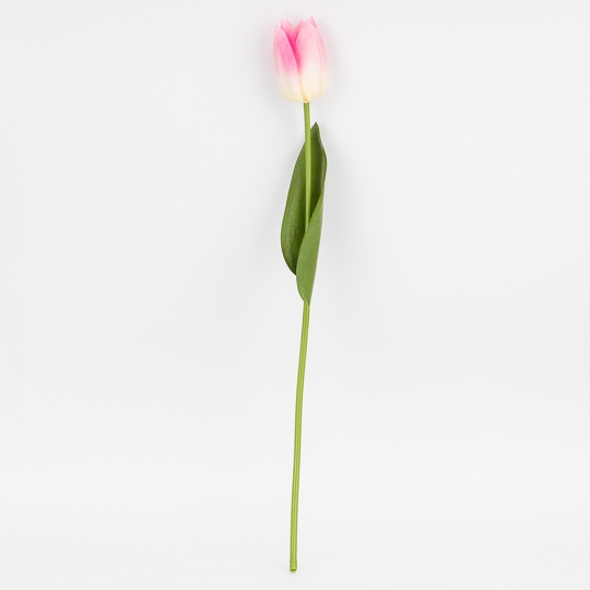 Штучний тюльпан з ефектом живого дотику, кремово-рожевий, 45 см (2025-017)