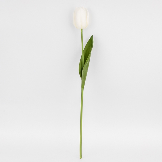 Штучний тюльпан з ефектом живого дотику, білий, 45 см (2025-019)