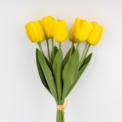 Букет тюльпанов с эффектом живого прикосновения, 9 бутонов, желтый, 45 см (2025-020)