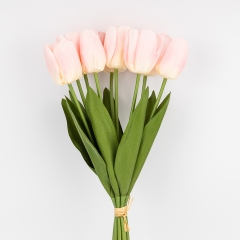 Букет тюльпанов с эффектом живого прикосновения, 9 бутонов, пудровый, 45 см (2025-021)