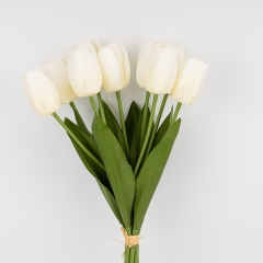Букет тюльпанов с эффектом живого прикосновения, 9 бутонов, белый, 45 см (2025-022)