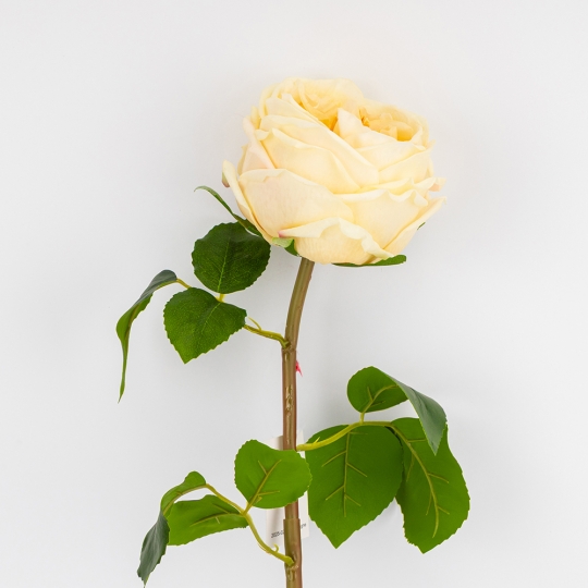 Штучна піоновидна троянда з ефектом живого дотику, кремова, 53 см (2025-023)