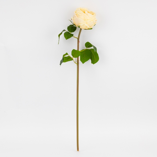 Штучна піоновидна троянда з ефектом живого дотику, кремова, 53 см (2025-023)