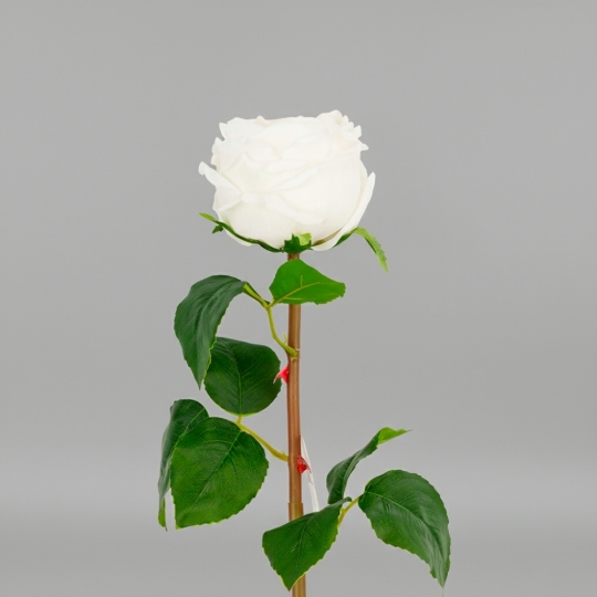 Штучна піоновидна троянда з ефектом живого дотику, біла, 53 см (2025-026)