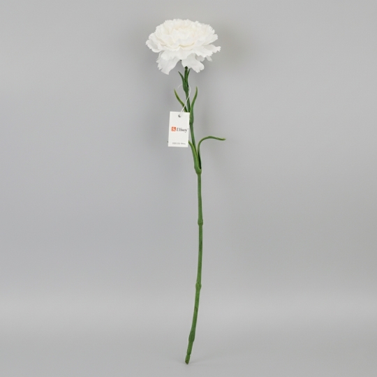 Штучна гвоздика з ефектом живого дотику, біла, 49 см (2025-028)