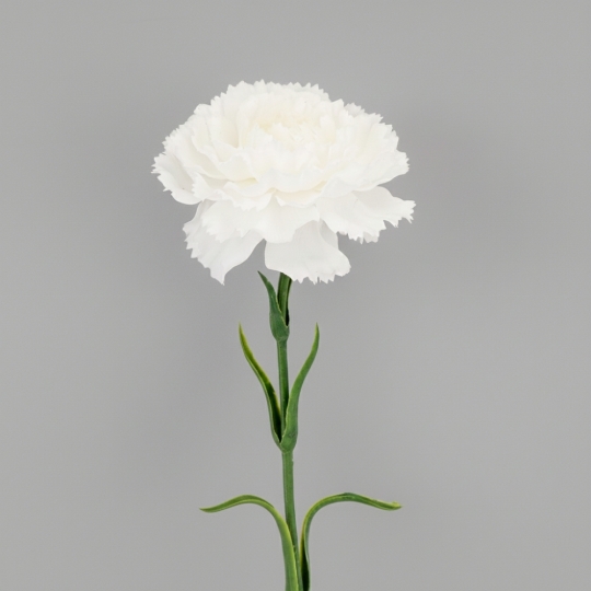 Штучна гвоздика з ефектом живого дотику, біла, 49 см (2025-028)