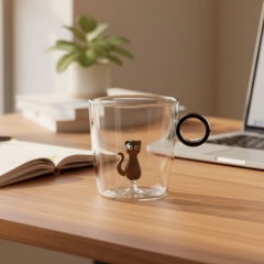 Стеклянная кружка с фигуркой "Черный кот", 300 мл (9220-003)