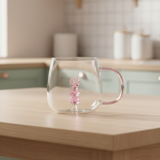 Скляна кружка з фігуркою “Кролик”, 300 мл (9220-005)