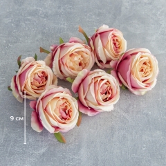 Головка розы, бежево-розовая, 9 см (8502-009/1)