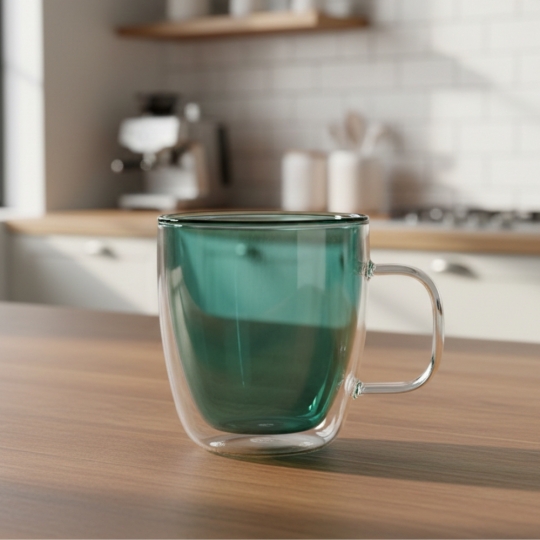 Стакан с двойными стенками и ручкой 