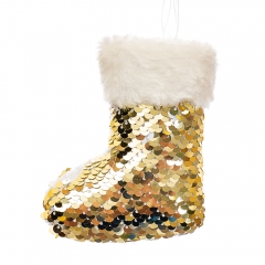 Ёлочная игрушка "Сапожок в золотых пайетках" (032NZK)