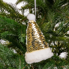 Ёлочная игрушка "Колпачок в золотых пайетках" (033NZK)