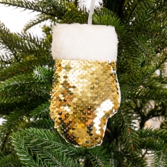Ёлочная игрушка "Варежка в золотых пайетках" (035NZK)