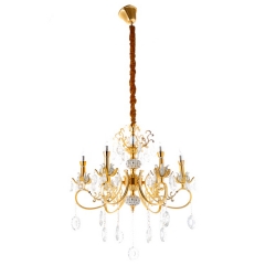 Люстра классическая золотая с украшениями (6 свечей) (KC006/6) (KC006/6)