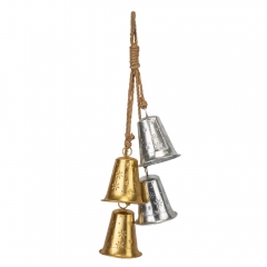 Подвеска из 4 металлических колокольчиков, серебряно-золотая, 72 см (6034-001)