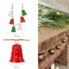 Гирлянда с 6 колокольчиками, разноцветная, 115 см (6034-002)