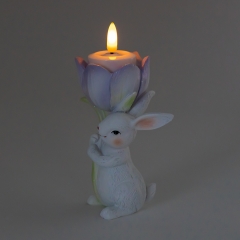 Підсвічник "Кролик з фіолетовим тюльпаном", 12,5 см (5105-006)