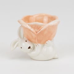 Подставка под яйцо "Кролик и оранжевый цветочек" 6 см (5106-003/pink)