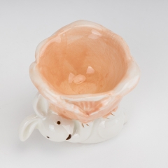 Подставка под яйцо "Кролик и оранжевый цветочек" 6 см (5106-003/pink)