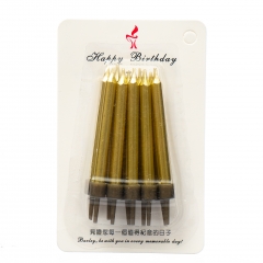 Набір високих золотих свічок для торта з золотою підставкою (8512-014)