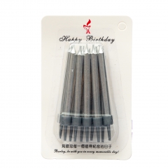 Набор высоких серебрянных свечей для торта  с серебрянной подставкой (8512-015)