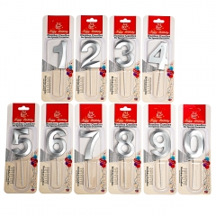 Свічки для торта "Металік" від 0 до 9, срібні (8512-020)