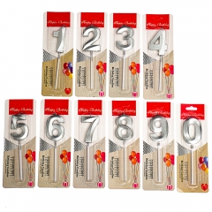 Свечи для торта "Блеск" от 0 до 9, серебрянные (8512-005)