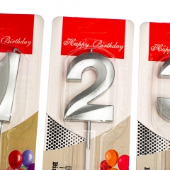 Свечи для торта "Блеск" от 0 до 9, серебрянные (8512-005)