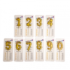 Свечи для торта "Мерцанние" от 0 до 9, золотые (8512-008)