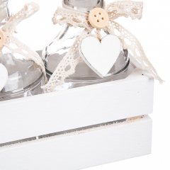 УЦІНКА Набір для спецій(15*8*18) (Зміна кольору корзинки,корзинка з дефектами,подряпини,потертість дерева на корзинці та на сердцях) (006AW-2)