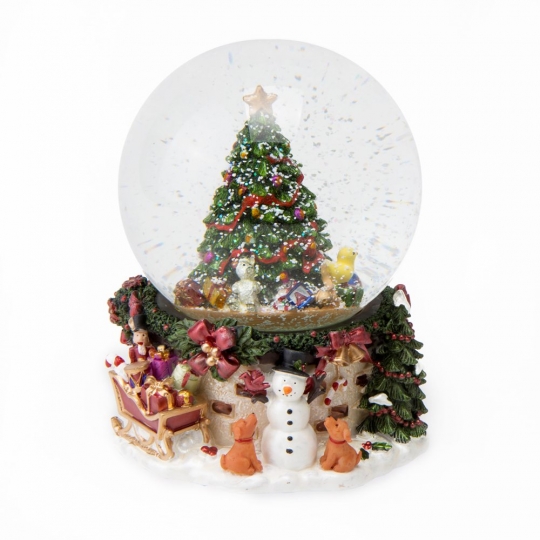 УЦІНКА Музыкальный снежный шар "Рождественская елка", 16,5 см.(Пластівці пліснявиі) (00BR-6016-005/2)
