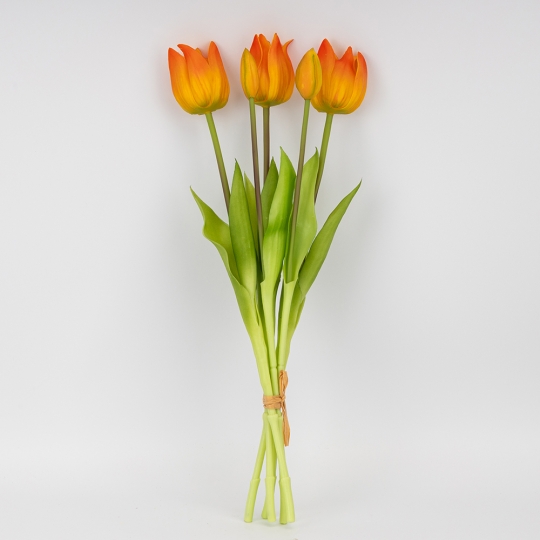 Букет латексных тюльпанов, 5 бутонов, оранжевый, 50 см (2026-001/orange)