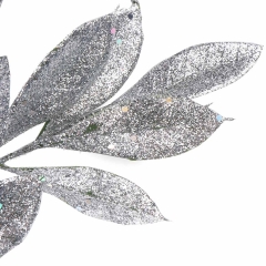 Декоративна гілка "Зимове листя" срібна (2010-081)
