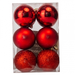 Набор елочных шаров "Праздничная Мозаика" (6см * 12 шт, красный) (00BR-6025-012)