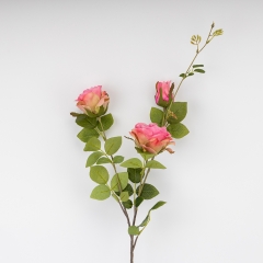 Штучна троянда з 3 бутонами, рожева, 89 см ВРЯТОВАНА ПОЗИЦІЯ (9259-063)
