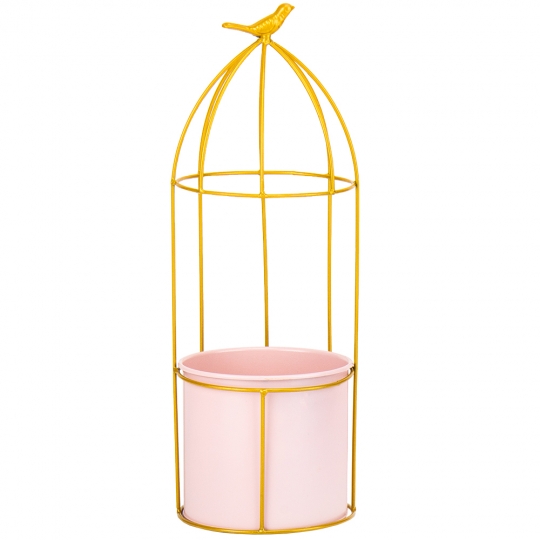 Підсвічник-ваза "Золота пташка", рожева, 41 см (8915-007)