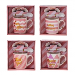 УЦІНКА Набір кружки з блюдцем "Радість щодня" (на 1 персону) 300 мл * Рандомний вибір дизайну (Дефект фарбування,плями,напливи,змазане покриття) (9199-004)