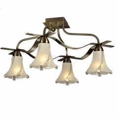 Люстра коричнева з 4 плафонами у формі дзвіночка (NN017/4)