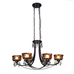 Люстра классическая коричневая на 6 плафонов из стекла (YA004/4+2) (YA004/4+2)