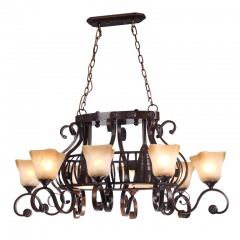 Люстра классическая коричневая на 8 плафонов из матового стекла (YA007/8+2) (YA007/8+2)