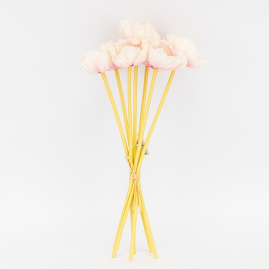 Букет маків, 7 бутонів, ніжно-рожевий, 35 см ВРЯТОВАНА ПОЗИЦІЯ (9259-079)