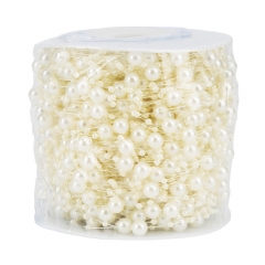 Гірлянда з намистин на волосіні, кремова, 15 м (9275-006)