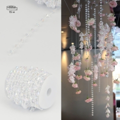 Гірлянда з кристалів, прозора з переливами, 15 м (9275-008)