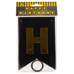 Гірлянда на день народження, чорно-золота (9093-027)