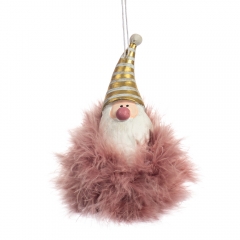Подвеска "Пушистый Дед Мороз" розовый (6003-009)