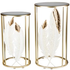 Набор декоративных столиков "Золотые листья", 70 см и 60 см. (8925-003)