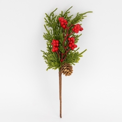 Декоративная латексная ветка "Красные ягоды", 25 см (9258-033)